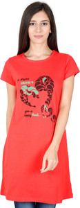 Fleximaa Casual Regular Sleeve Printed Women Red Top