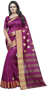 FINE WEAR Embellished Maheshwari Cotton Silk Saree