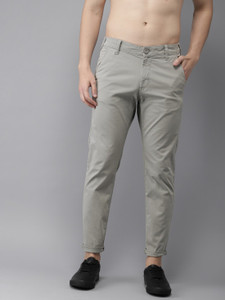 HERE&NOW Slim Fit Men Grey Trousers