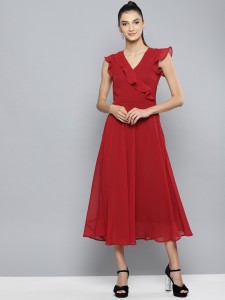 HARPA Women Fit and Flare Red Dress
