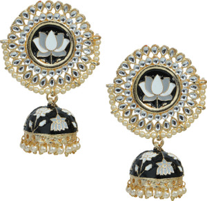 Adorn Designer Gold Plated Meenakari Jhumki Earrings Metal Jhumki Earring