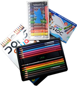 DOMS Majestic Basket 12 Aqua Water Colour Pencil Alongwith 12 Shades of Multicolour Jumbo Oil Pastels Colored Crayons