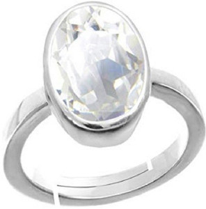 Jaipur Gemstone White sapphire Ring with original White Sapphire stone Stone Sapphire Silver Plated Ring