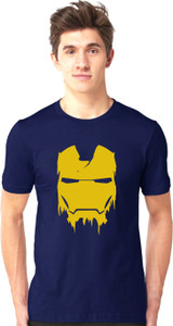 Absolute Defense Printed Men Round Neck Reversible Dark Blue T-Shirt