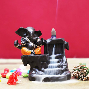 Miss Peach Handicrafted Smoke Ganesha Water Fountain Backflow incense burner with 10 Smoke Backflow Incense Cone in Incense Sticks for home Smoke ganesh in Religious Idols|smoke fountain| smoke ganesha |Lord Ganesha Idols for home decor|table decoration items|Ganesha Statue|statue for car|statue of gods|statue for home|Ganesha idol for gifts, home & Showpiece & Figurnies|ganesh Murti| ganeshjimurti |handicraftitems|decorativeitems|Showpiece gift sets| Showpiece & Figurnies|Showpieces in home| Decorative Showpiece  -  17 cm
