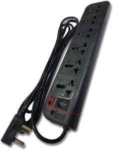 HexaGear 6 Amp Multi Plug Point 6 plus 1 with 1.5 Meter Cord 6 Socket Extension Boards (Black) 6  Socket Extension Boards