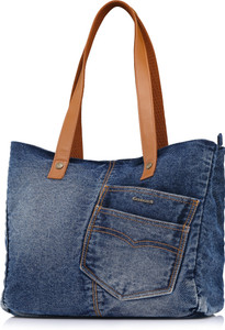 Fastrack Blue Tote Denim Tote Bag for Girls Blue Price in India