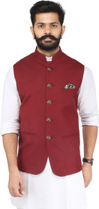 Amogue Sleeveless Self Design Men Jacket