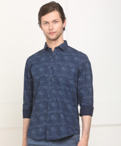 Blackberrys Men Printed Casual Dark Blue Shirt