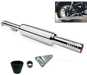 WHEETOYKART Short Bottle Chrome Punjab Dolki Empty/FreeFlow Exhaust Silencer Royal Enfield Classic 350 Royal Enfield Classic 350 Full Exhaust System