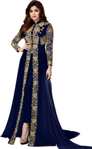 DIVINE INTERNATIONAL TRADING CO Polyester Embroidered, Embellished Gown/Anarkali Kurta & Bottom Material