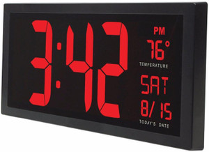 Minura Digital Black, Digital LED Clock 18 Inch Extra Large With