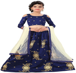 F Plus fashion Girls Lehenga Choli Ethnic Wear Embroidered Ghagra, Choli, Dupatta Set