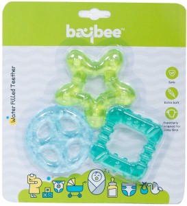 baybee 3 Pcs Teething Toys for Best Baby Teether Massage. Molar Teeth Soother with Soft Sensory BPA Free Natural Silicone Teethers Toy for Babies ( Blue ) Rattle