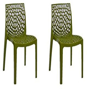 Supreme Web Set of 2 Chairs, Mehendi Green Plastic Cafeteria Chair