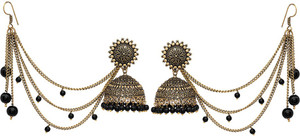 V L INTERNATIONAL Oxidised Lightweight With Black Beads kashmiri jhumka jhumki Earrings Alloy Jhumki Earring
