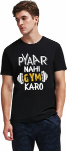 RS Print Printed Men Round Neck Black T-Shirt