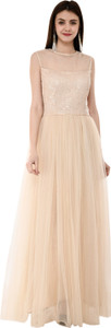 V&M Women Gown Beige Maxi/Full Length Dress