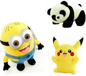 Nihan Enterprises  minion- and Pikachu- and panda - 30 cm  (Multicolor)  - 30 cm