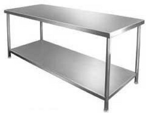 DG DEXAGLOBAL Sainless steel table Size : 45" x 26" x 34" LxBxH Metal 6 Seater Dining Table