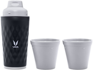 Vaya Drynk Black Insulated Stainless Steel Thermos Flask with Gulper Lid & 2 Cups - 350 ml Flask