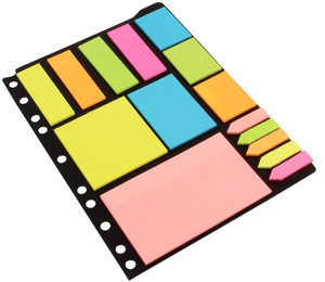 Unicus UN-12 125 Sheets ticky Notes & Page Markers Binder Pack (Pack of 1), 5 Colors