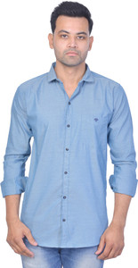 La Milano Men Checkered Casual Light Blue Shirt