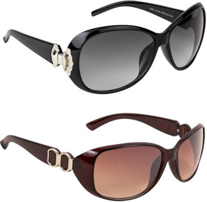 Irayz Over-sized, Wrap-around, Oval, Butterfly Sunglasses