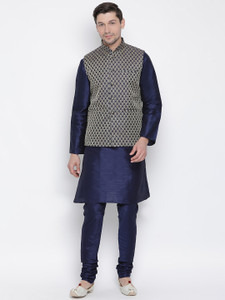 VASTRAMAY Men Kurta Pyjama Ethnic Jacket Set