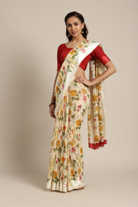 Ratnavati Digital Print, Floral Print Bollywood Cotton Blend, Cotton Linen Saree