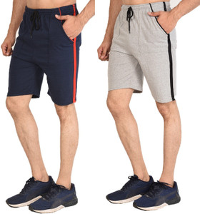 OORA Solid Men Blue, Grey Sports Shorts