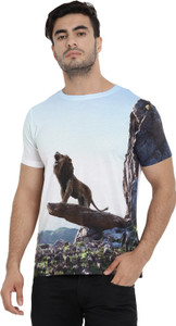 Lion King Printed Men Round Neck White T-Shirt