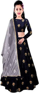 Femisha Creation Girls Lehenga Choli Ethnic Wear Embroidered Lehenga, Choli and Dupatta Set