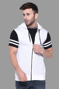 BEYOU FASHION Solid Men Hooded Neck White T-Shirt