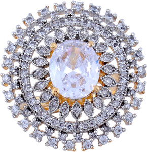 Darsha Collections Fancy American diamond Sapphire ring Alloy Sapphire Gold Plated Ring