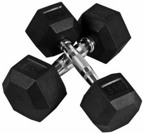 DreamFit Pair of 5 KG Rubber Coated HEX Dumbbells( 5 kg x 2 = 10 kg ) Fixed Weight Dumbbell