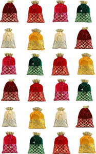 Fancy Walas Designer Rajasthani Style Royal Velvet Potli Batwa Bag Bridal Purse 24 Pcs Potli