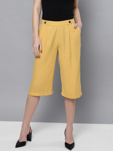 STREET9 Regular Fit Women Yellow Trousers