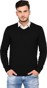 ARMISTO Solid V Neck Casual Men Black Sweater