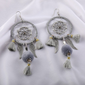 SILVER SHINE Silver Shine Grey Colour Unique Western Partywear Designer Earring Alloy Drops & Danglers