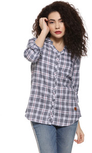CAMPUS SUTRA Women Checkered Casual Grey Shirt