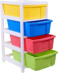 AK HUB Multipurpose 4 Layer( Medium Size ) Utility Plastic Free Standing Chest of Drawers Plastic Free Standing Cabinet