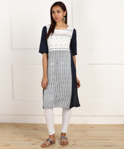 W Women Printed, Striped Straight Kurta