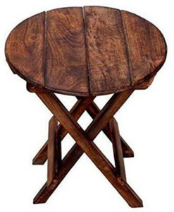 US HANDICRAFTS Wooden Antique Folding Small Side Table for lamp | Books | Flower Pot or Vase | Living & Bedroom Stool