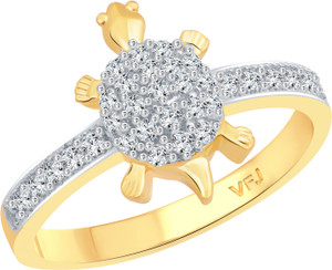 VIGHNAHARTA Cute Mini Micro Tortoise Alloy Cubic Zirconia Gold Plated Ring