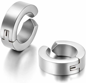 Ruhi Collection Silver Stainless Steel Clip-on Stud Earrings (2 Pcs) - Image 1