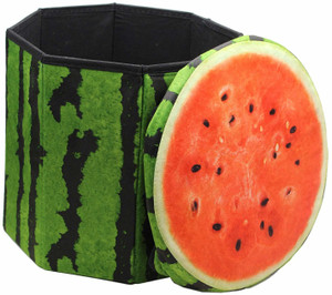FunBlast Watermelon Multi-Functional Folding Storage Ottoman Box Cum Stool with Seat Cushion, Toy Storage Boxes for Kids Storage Box