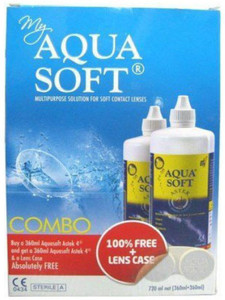 AQUASOFT Combo Pack (360ml+360ml) Multi Purpose Contact Lens Solution Multi Purpose Cleaning Solution