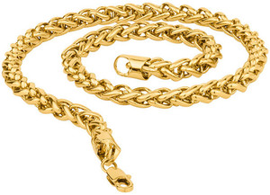Thrillz Golden Men Jewellery Artificial Chain for Boys Fancy Interlink Design Gold 22 Inches Metal Chain