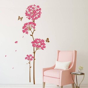 Aquire 160 cm Wall Stickers Flowers Pink Dandelion Large Size Vinyl Wall Decal for Home Self Adhesive Sticker